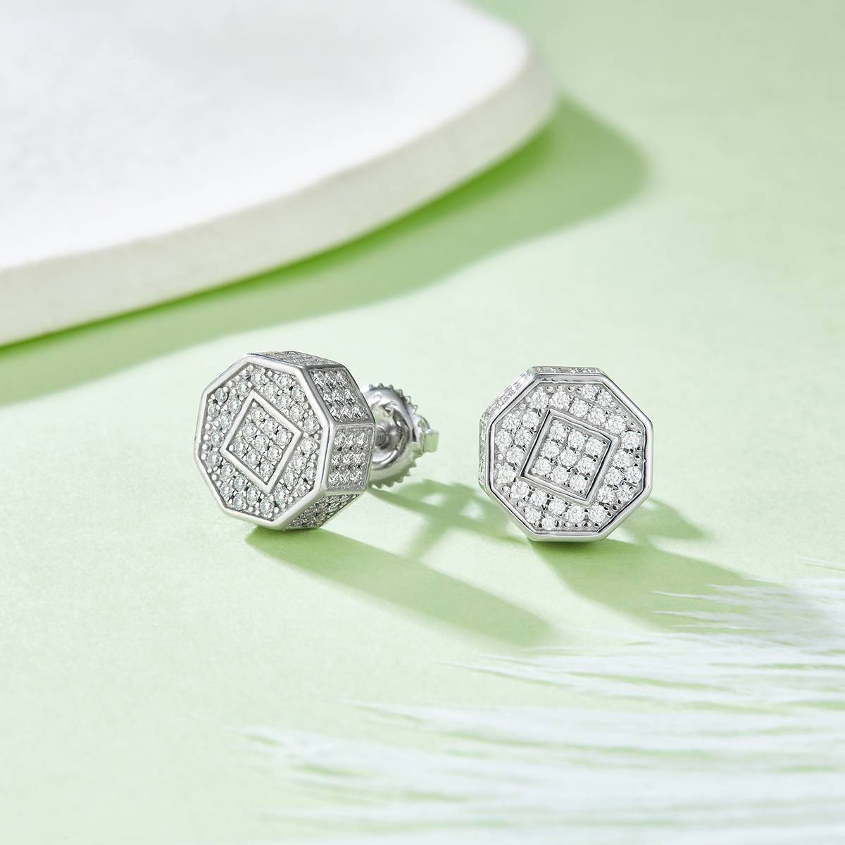 Diamond S925 silver ear nail with thread Moissanite grade D 0.79CT